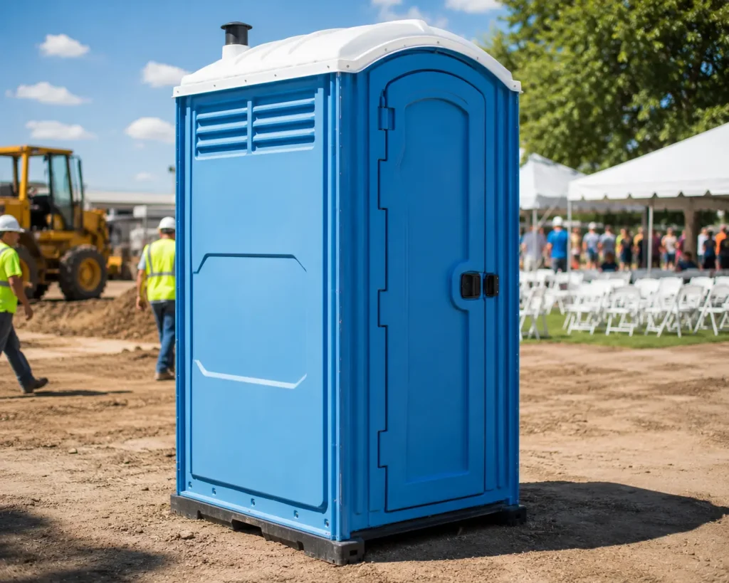 Portable toilet rental Tulsa OK delivered and set up at an outdoor site by Party Planner Tulsa