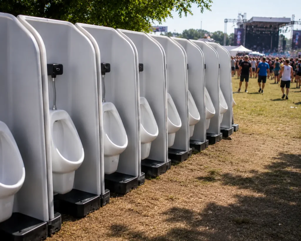 Urinal rental Tulsa OK set up at an outdoor event by Party Planner Tulsa